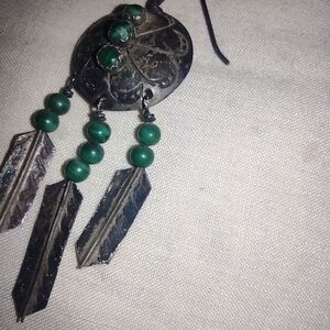 Elegant Green and Silver Dangle Earrings